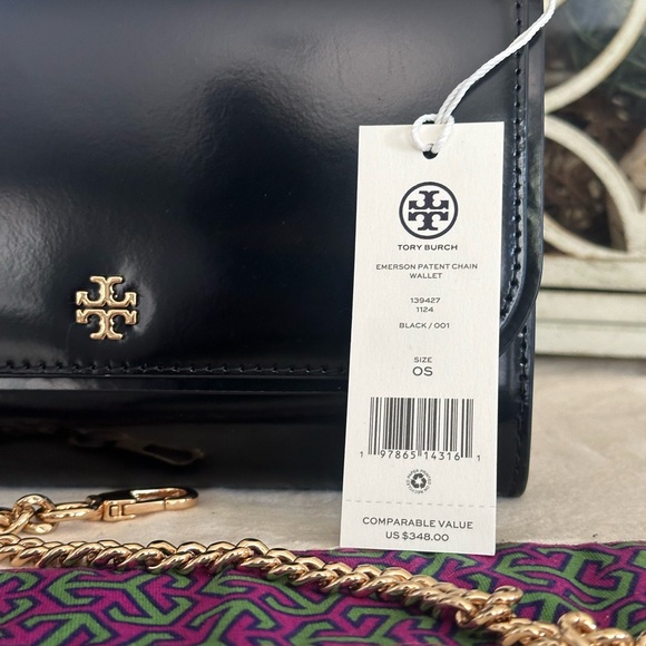 New Tory burch Emerson patent chain wallet crossbody 🖤 - Picture 8 of 10